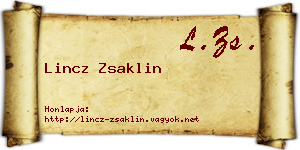 Lincz Zsaklin névjegykártya